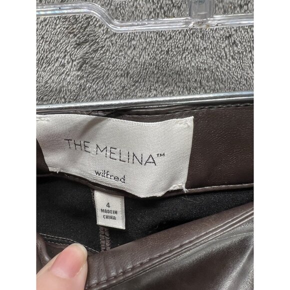 Aritzia $148 Women's 4 Wilfred The Melina Vegan Leather Pants Birch Brown NWOT - Picture 2 of 6